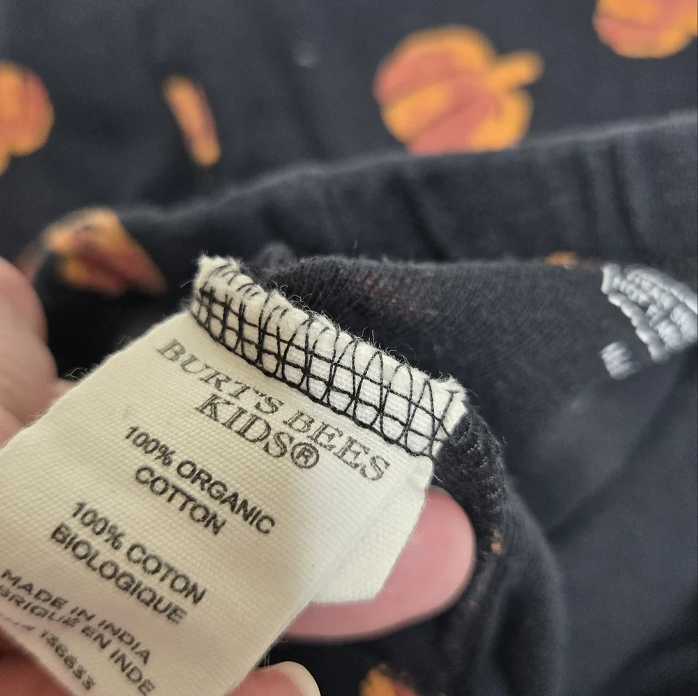 BURTS BEES black 2 piece pumpkin fall snug fit organic cotton‎ pajama set 5T